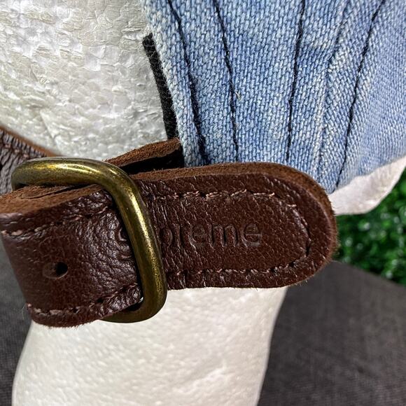 Supreme Denim Washed Chino Twill Camp Cap Hat Jean Box Logo Made In USA Gift - Picture 7 of 10